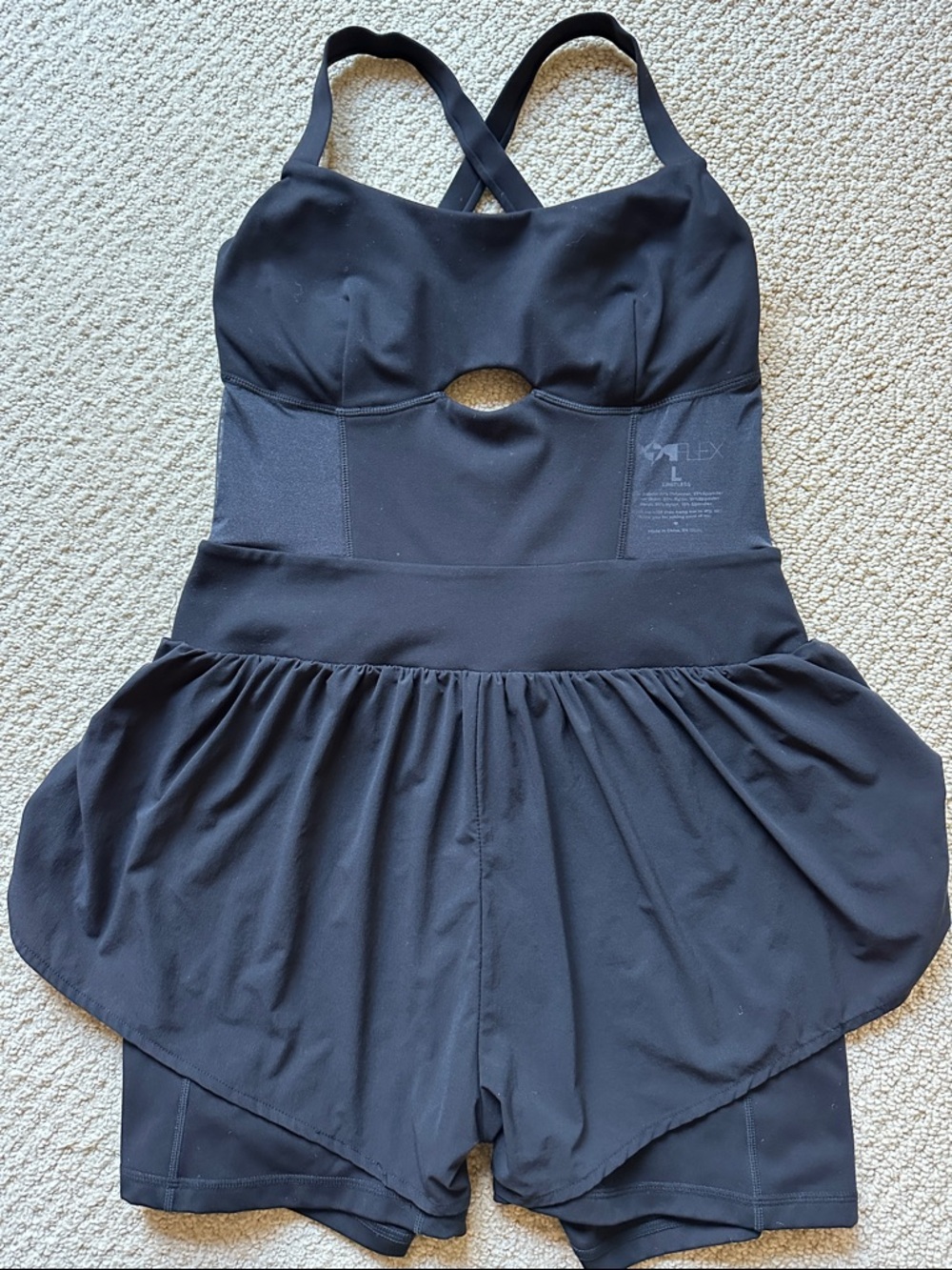 Popflex Activewear Athleisure Black Romper Size L
